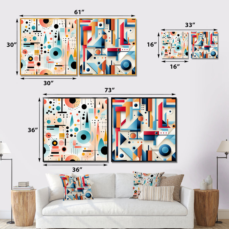 Ensemble de 2 reproductions d'art mural czinege - Abstract Collages, Toile tendue, H 16 po x l 33 po x P 1 po