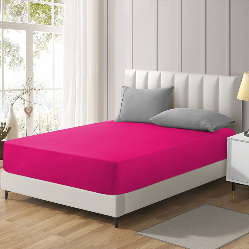 Brushed Microfiber 40cm Deep Fitted Bed Sheet, Single (3'), Pink
