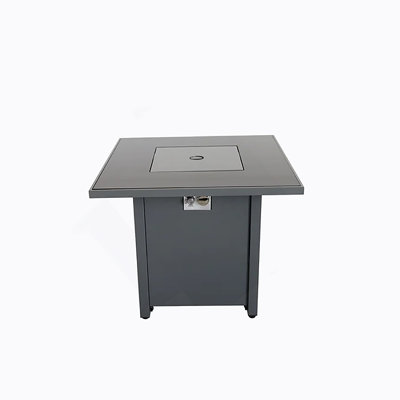 30" Powdercoated Metal Fire Pit With Smoked Glass Top