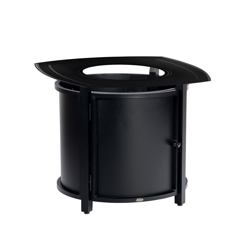 Square Round Chat Height Fire Table, Textured Black