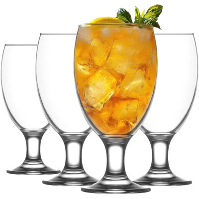Verres à boire tout usage transparents LAV - verres à thé glacé sans plomb, sangria, bière, eau - ensemble de verres allant au lave-vaisselle pour restaurant, bar, maison, fêtes 20,80 oz (590 ml) Ensemble de 4