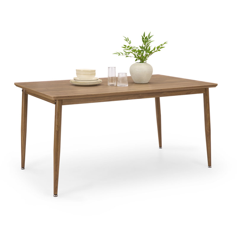 Burton Metal Base Dining Table, Beige Wood