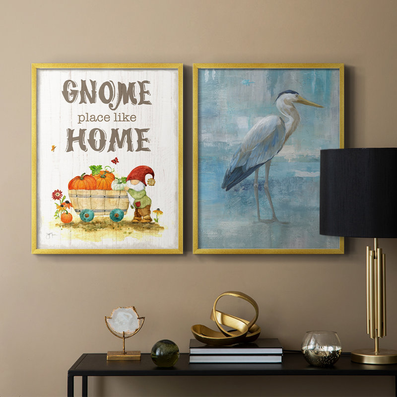 Gnome Place - reproduction encadrée de qualité supérieure - prête à être accrochée - aucun clou requis - aucun clou requis