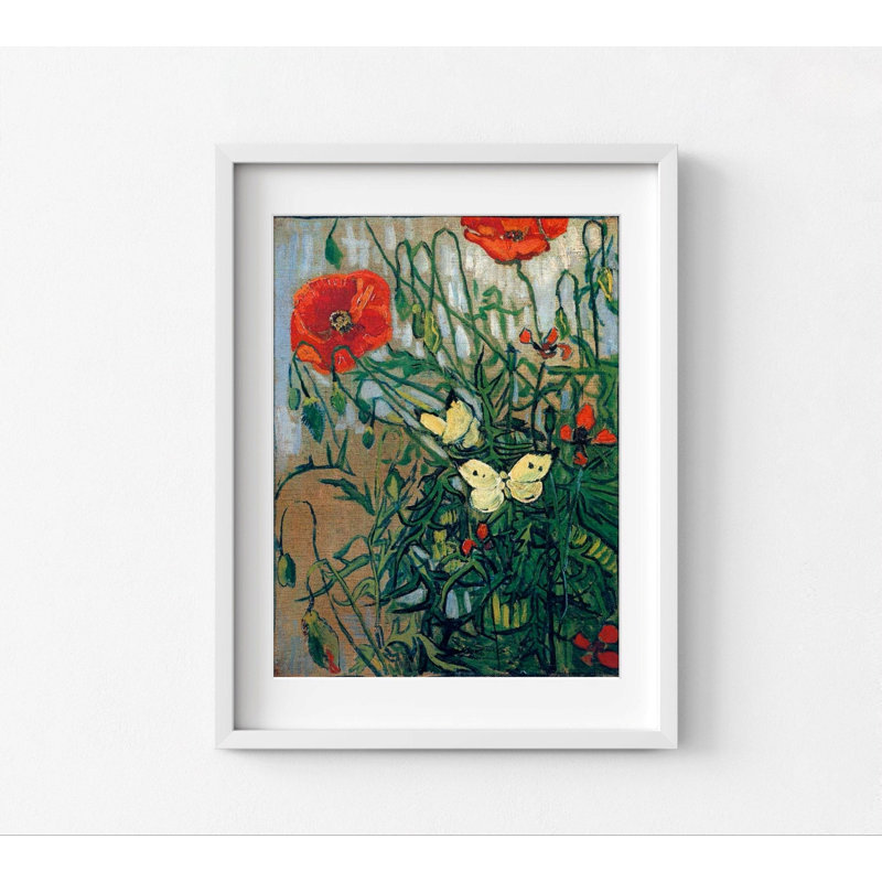 Reproduction d'art floral, Reproduction encadrée avec passe-partout, H 16 po x l 12 po, Blanc