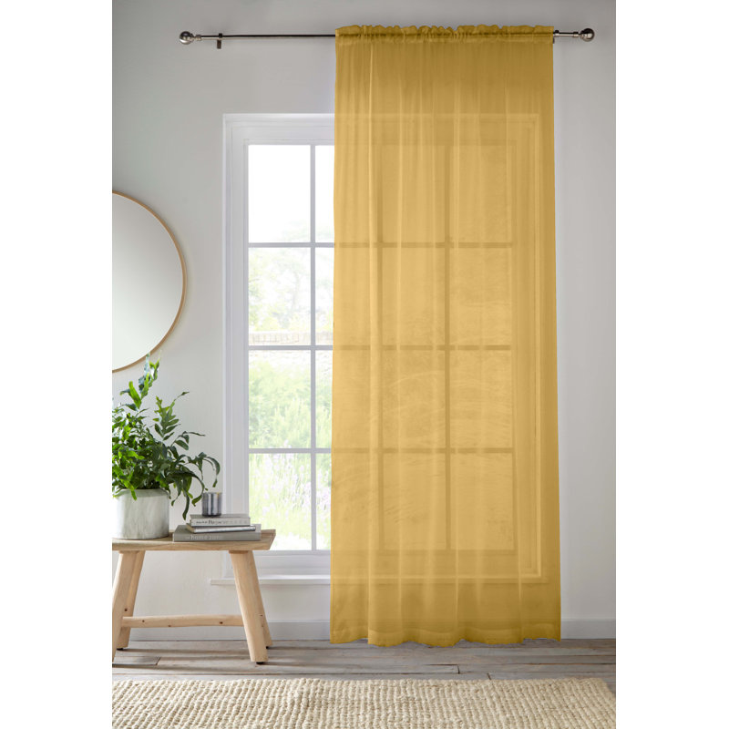 Morganne Sheer Curtain Single Panel, Width 145 x Drop 122 cm, Gold