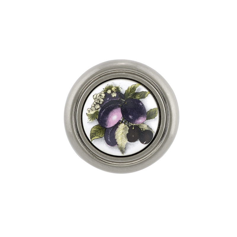 Poignée ronde 1 1/4" de diamètre Expression, Prune et nickel brossé