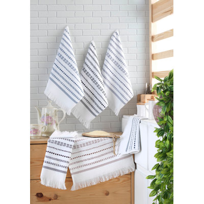 Ensemble de serviettes de bain douces et absorbantes (6 pièces), 100% coton, 15,8 po x 23,6 po | 290 g / m² | Blanc, bleu foncé, vert et brun | Parfait pour la maison, le spa et la salle de sport | Lavage doux recommandé