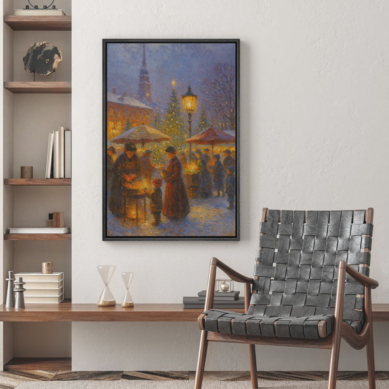 Hiver, art mural, impression sur toile encadrée, décoration de Noël, Noir, H 24 po x l 16 po