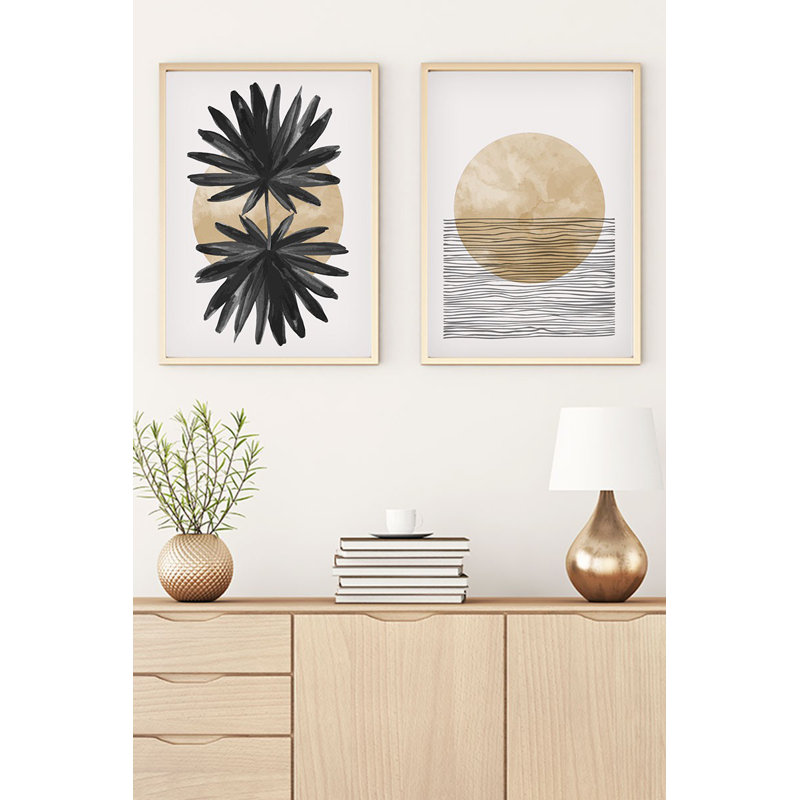 Élégantes peintures décoratives en panneau de fibres à densité moyenne (2 pièces), 7,9 po x 11,8 po chacune | 100% panneau de fibres à densité moyenne avec une épaisseur de 0,12 pouce, cadre en bois massif à 100% avec une épaisseur de 1,0 pouce | Décoration murale élégante pour le salon, la chambre à coucher et le bureau