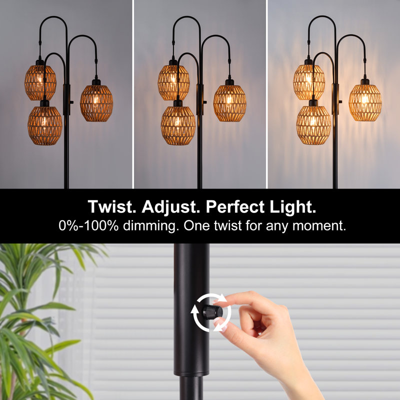 70'' 3-Lights Dimmable Tree Floor Lamps(3 LED Bulbs Included)