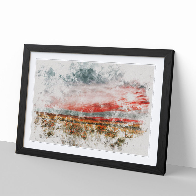 Meadow in South Africa Watercolour - Picture Frame Graphic Art, 65cm H x 90cm W x 2cm D, Black Framed