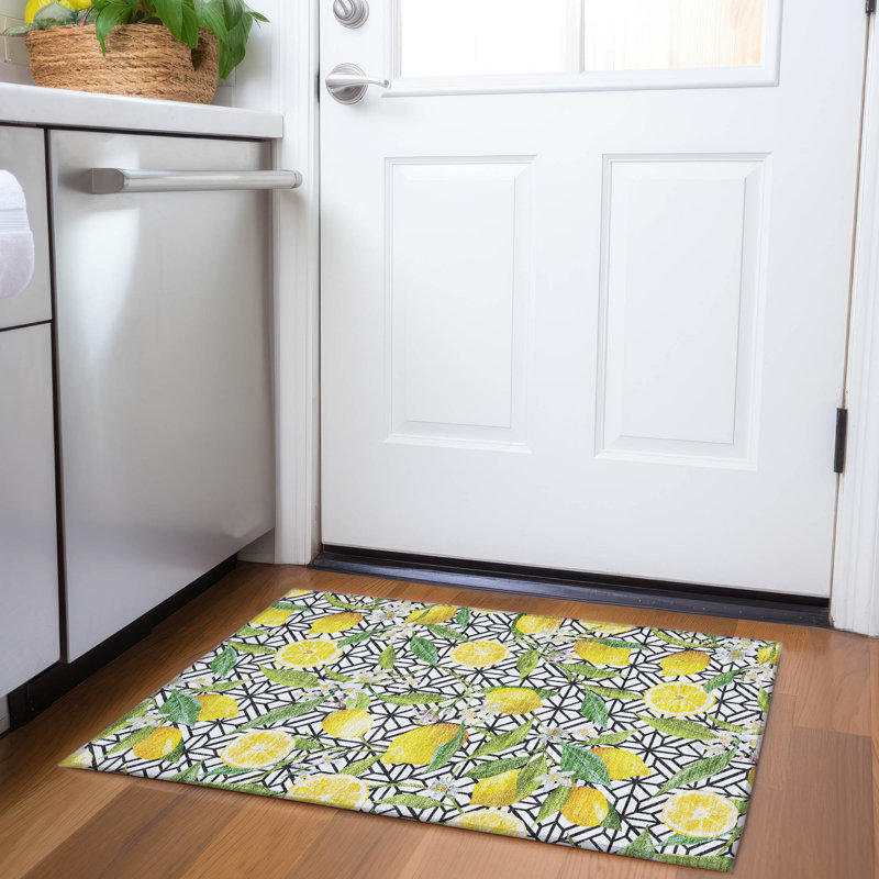 Premium Machine Washable Bradenburg AMF160 Yellow Rug, Rectangle 1'8" x 2'6"