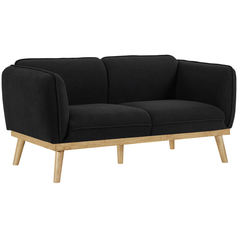 Causeuse à accoudoirs carrés 62,5 po Nolita, Bouclé noir