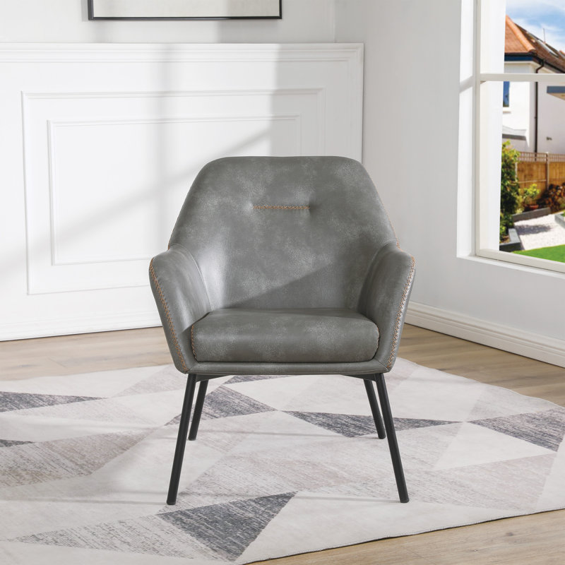 Faux Leather Armchair, Gray