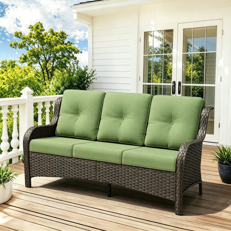 73'' Wide Straight Patio Sofa, Green