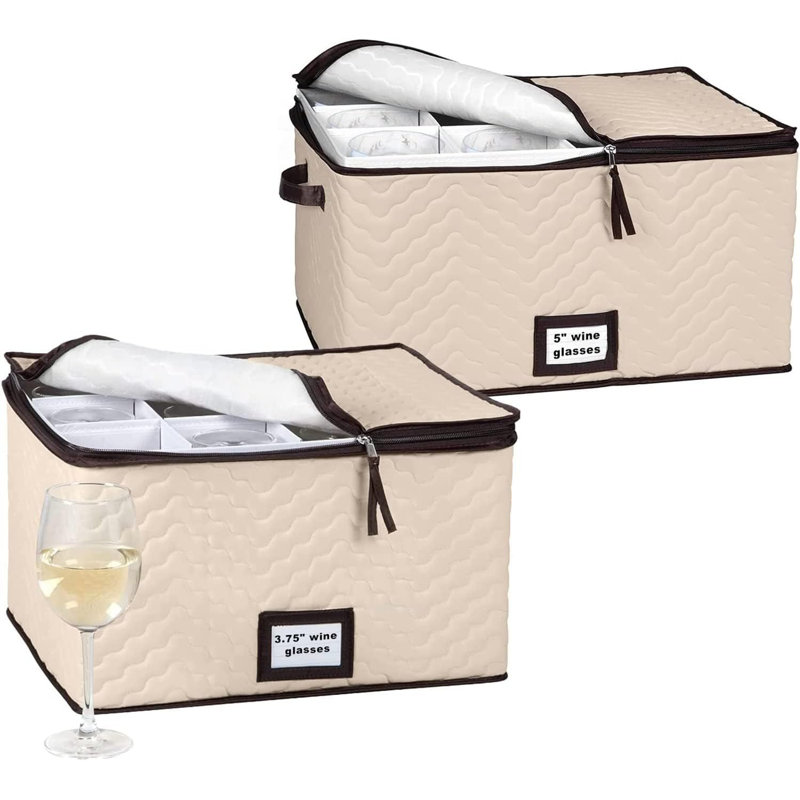 Wine Glass Storage 2 Sizes With Dividers. Each Holds 12 Glasses Up To 10" Tall