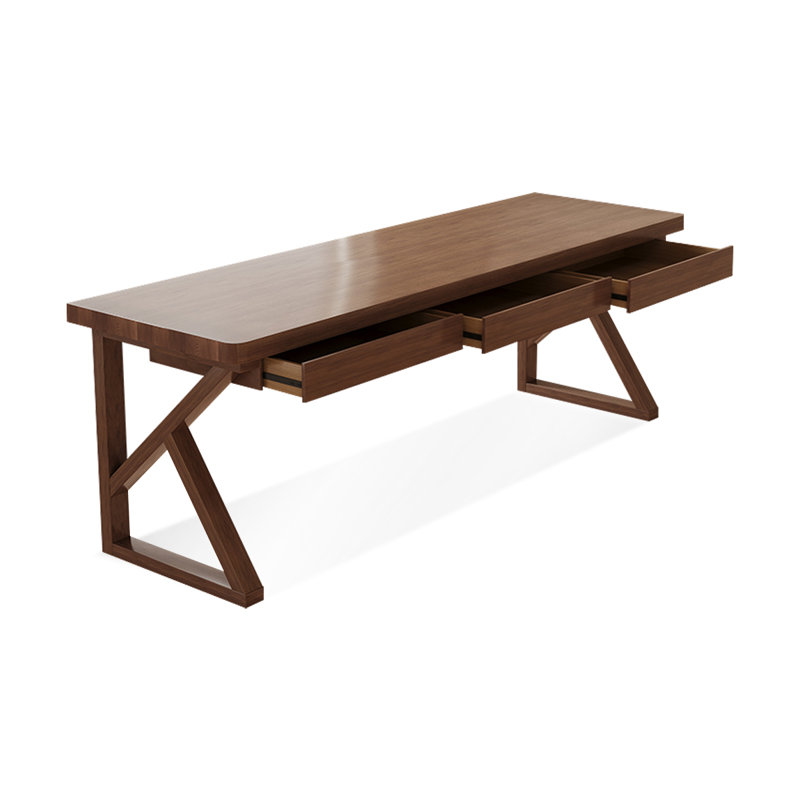  Bureaux rectangulaires en bois massif brun clair, H 29,53 po x l 86,61 po x P 27,56 po