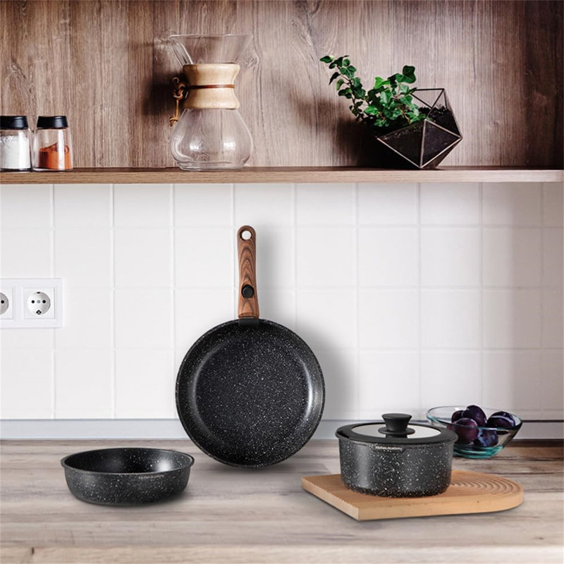 10-Piece Black Nonstick Stainless Steel Cookware Set with Detachable Handle