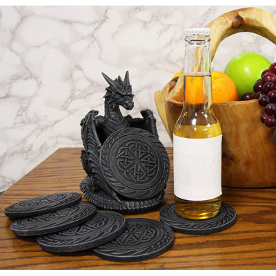 Cork Agate Ceramic Jute Leather Crystal Circle Round 4 Piece Coaster Set with Holder Set