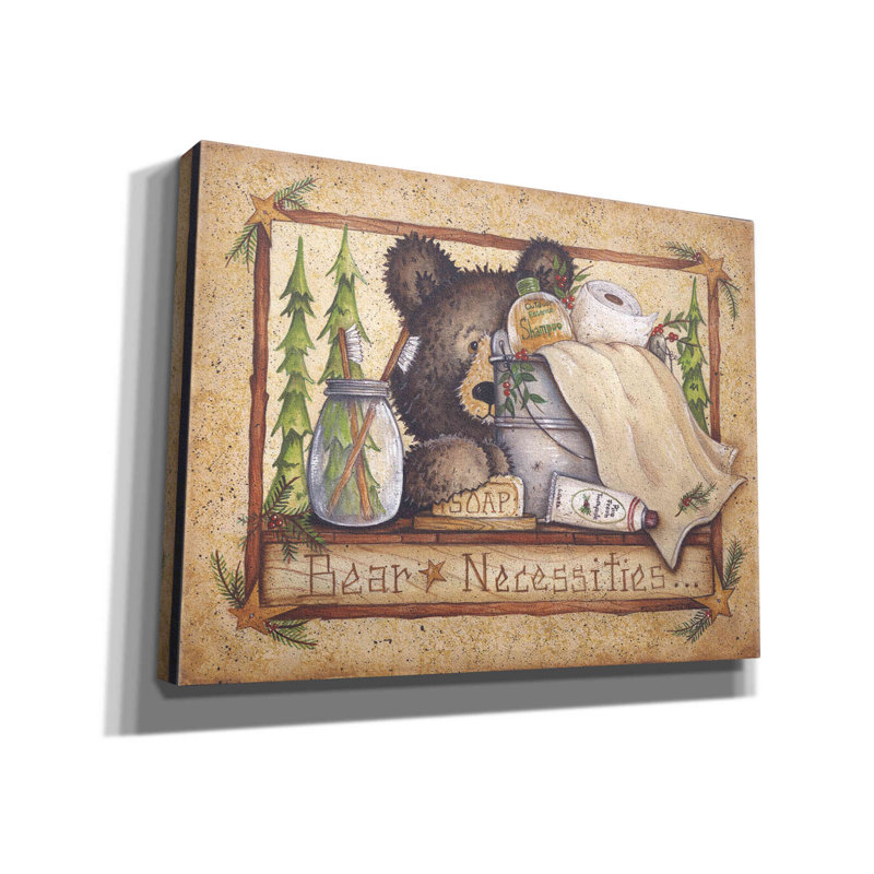 «Bear N Nécessities» par Mary Ann June - reproduction d'art sur toile tendue, H 12 po x l 16 po x P 0,75 po