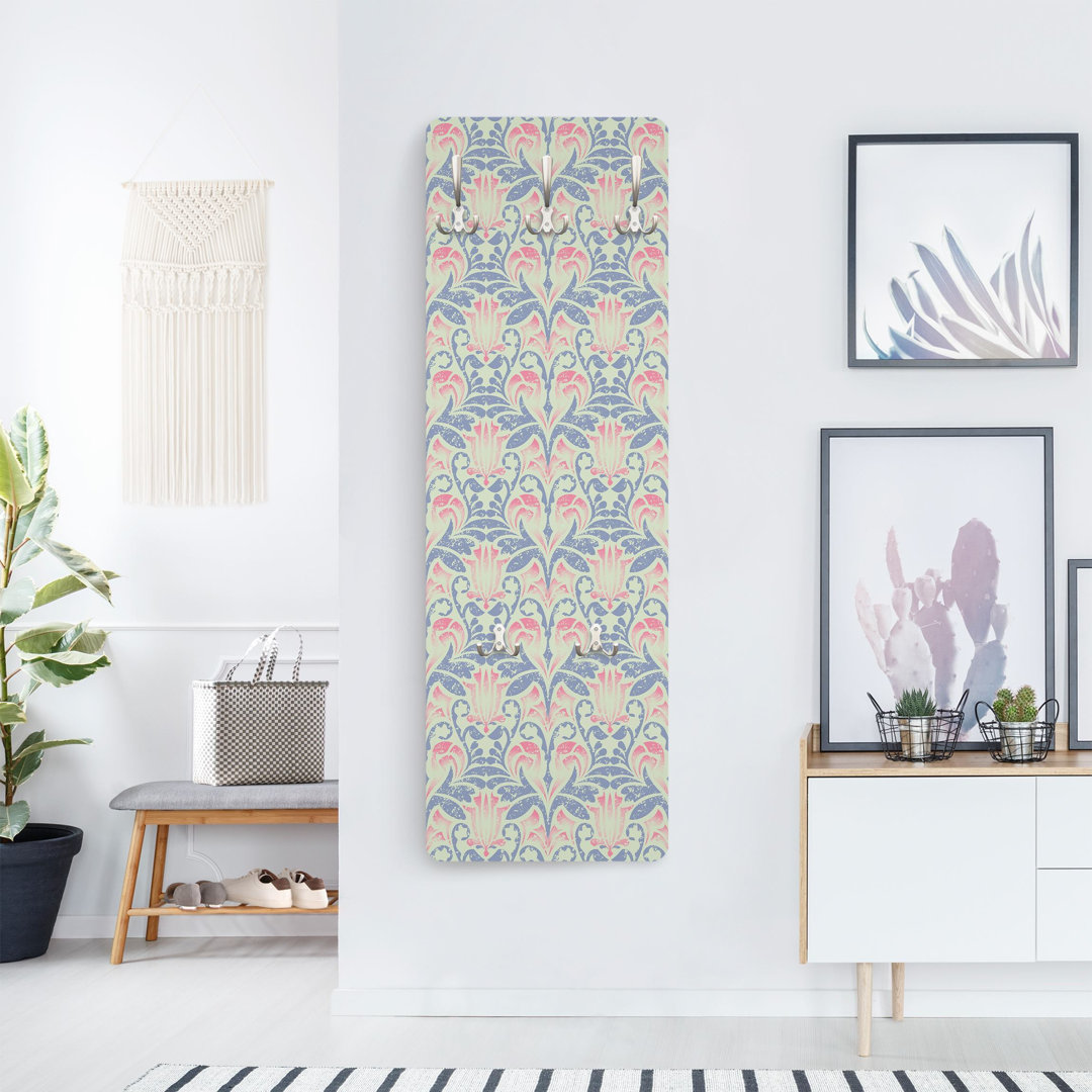 Damask Linen Ornament Wall Mounted Coat Rack