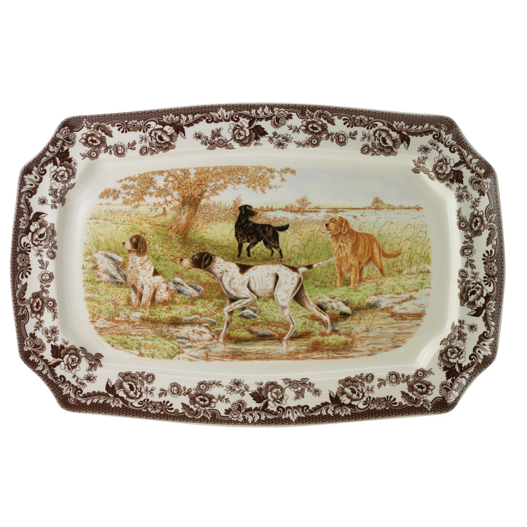 Spode Woodland Dogs Rect Platter 17.5" All Dogs Spode