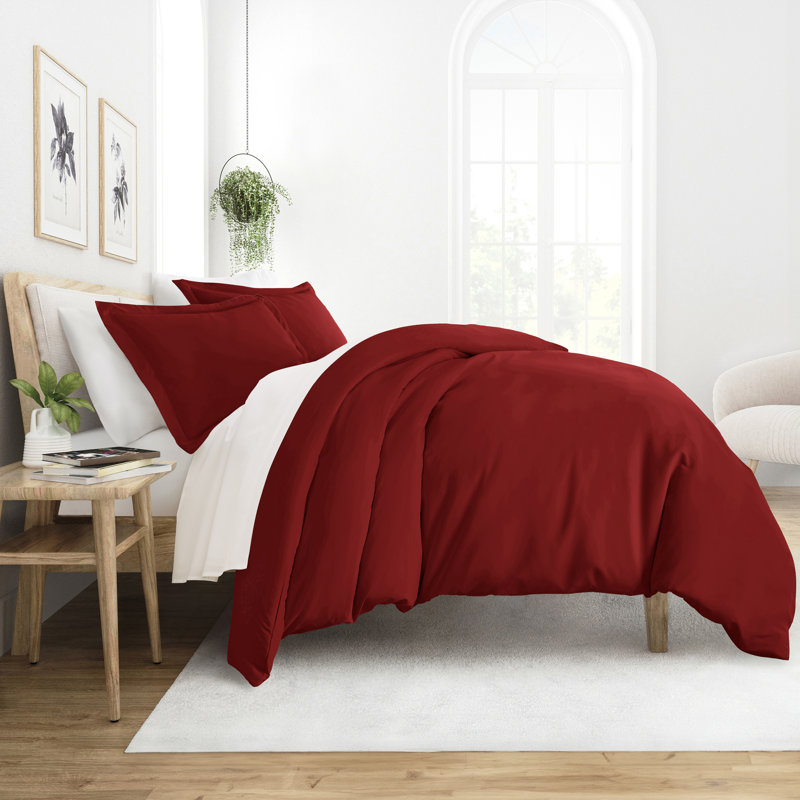 Ensemble de housse de couette brossé deux fois et ultradoux, Bourgogne, Housse de couette double / grand + 2 taies décora