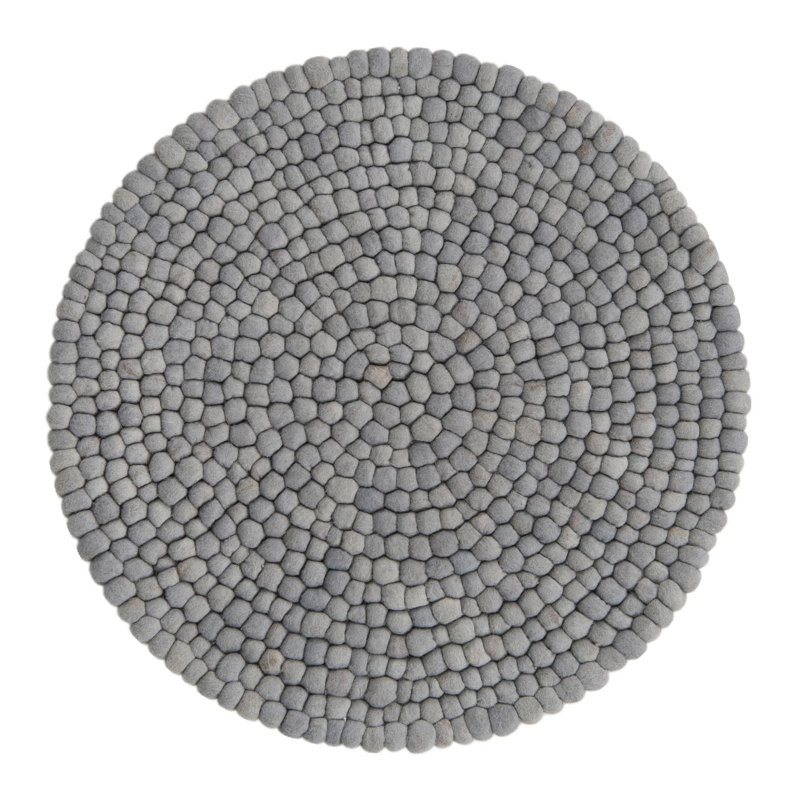 Tapis gris en laine Gregorey, Rond 3 pi 3 po