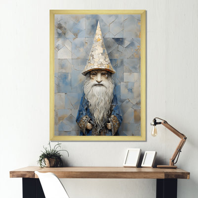 " Fantasy Beige And Blue Gnome Portrait I "