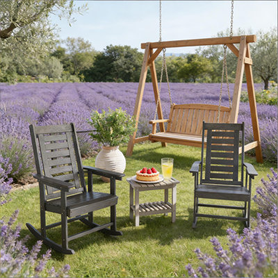 2 chaises berçantes d'extérieur à haut dossier 2 pièces
