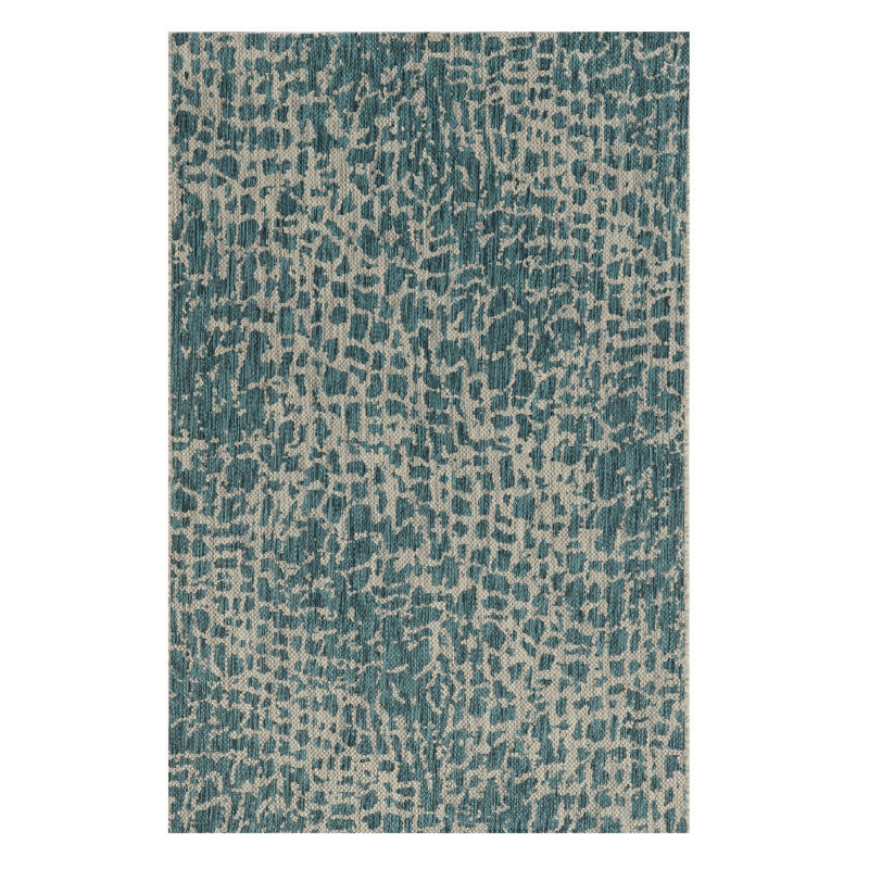 Tapis d'intérieur tissé à la machine 3 pi x 5 pi bleu sarcelle imprimé UV