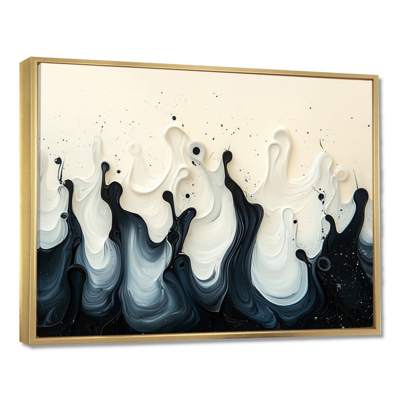 Chingford - art mural abstrait, H 30 po x l 40 po, Impression encadrée flottante, Doré