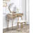 Contemporary Wood Vanity And Stool Set-1929998003