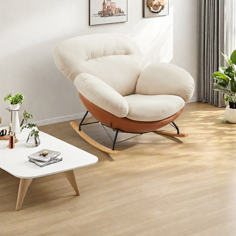 Chaise berçante ergonomique de style minimaliste, Beige/Orange