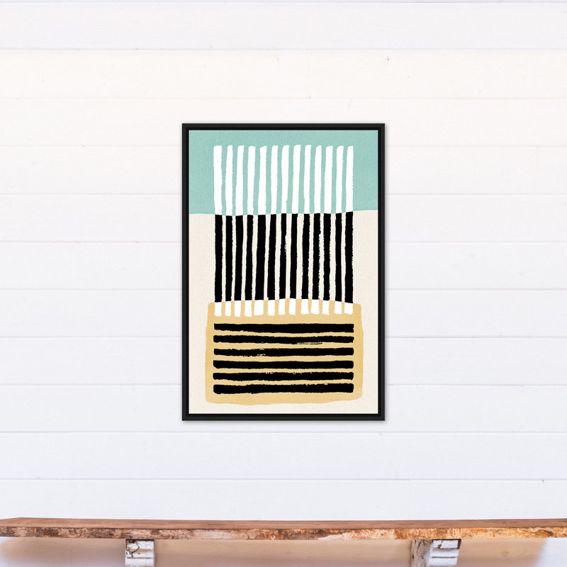 Rayures noires abstraites - Peinture, Toile à cadre flottant noir, H 37,75 po x l 25,75 po x P 1,75 po
