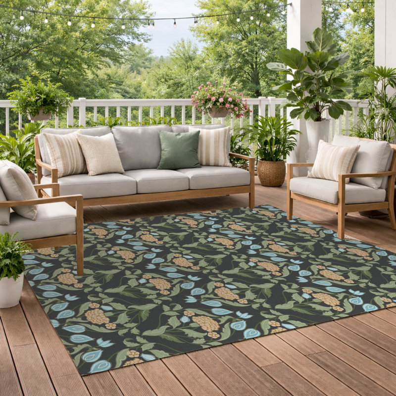Piper Soft Step Outdoor Area Rug, Charcoal, Rectangle 10' x 8'