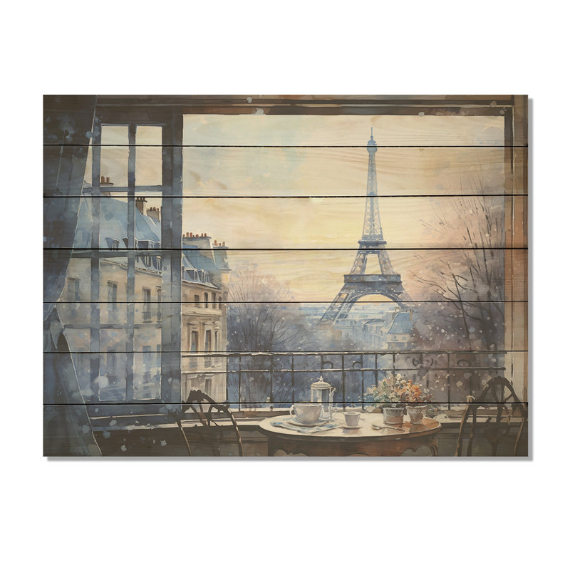 Gris, rue urbaine parisienne II - Paris sur impression sur bois, H 30 po x l 40 po x P 0,78 po