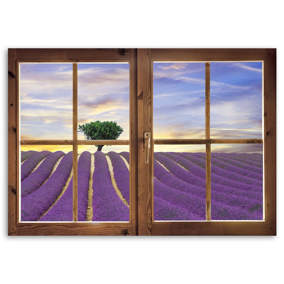 Leinwandbild Window View Lavender Field