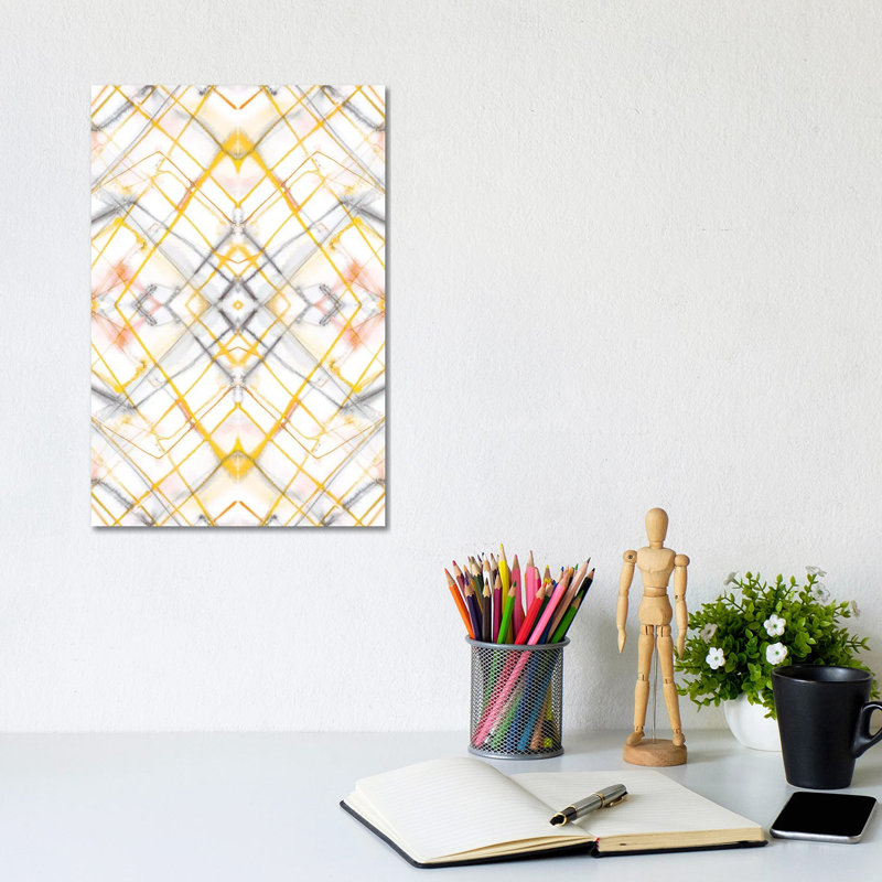 Diamond Dye Grid Yellow by Jacqueline Maldonado - Wrapped Canvas Print, 20.32 cm H x 30.48 cm W
