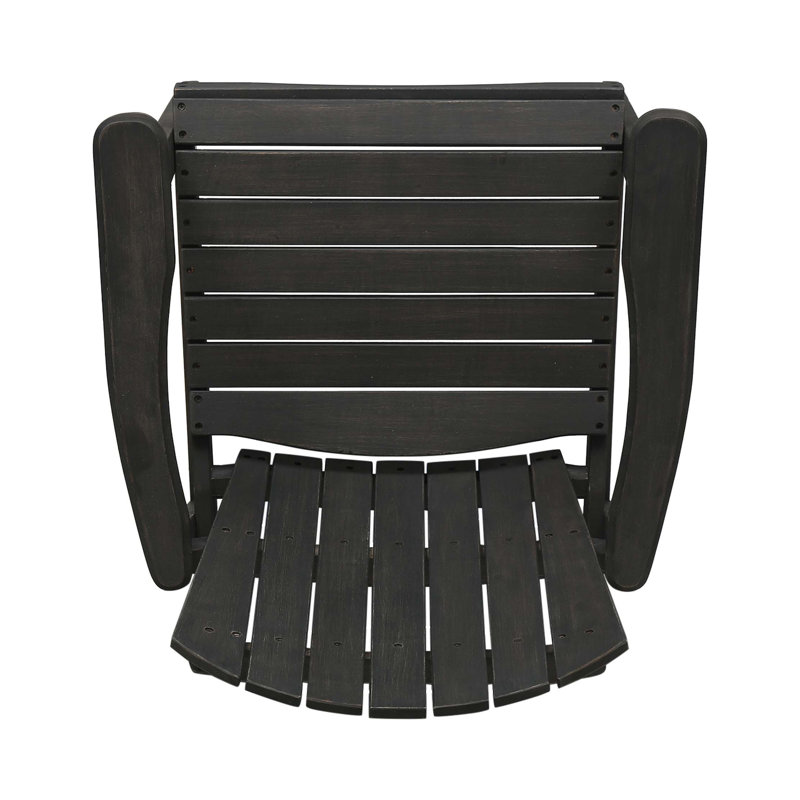 Outdoor Weather Resistant Acacia Wood Adirondack Dining Chairs (Set Of 2), Dark Gray