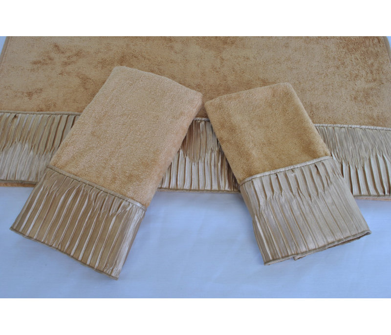 Ensemble de serviettes décoratives en polyester 3 pièces, Doré
