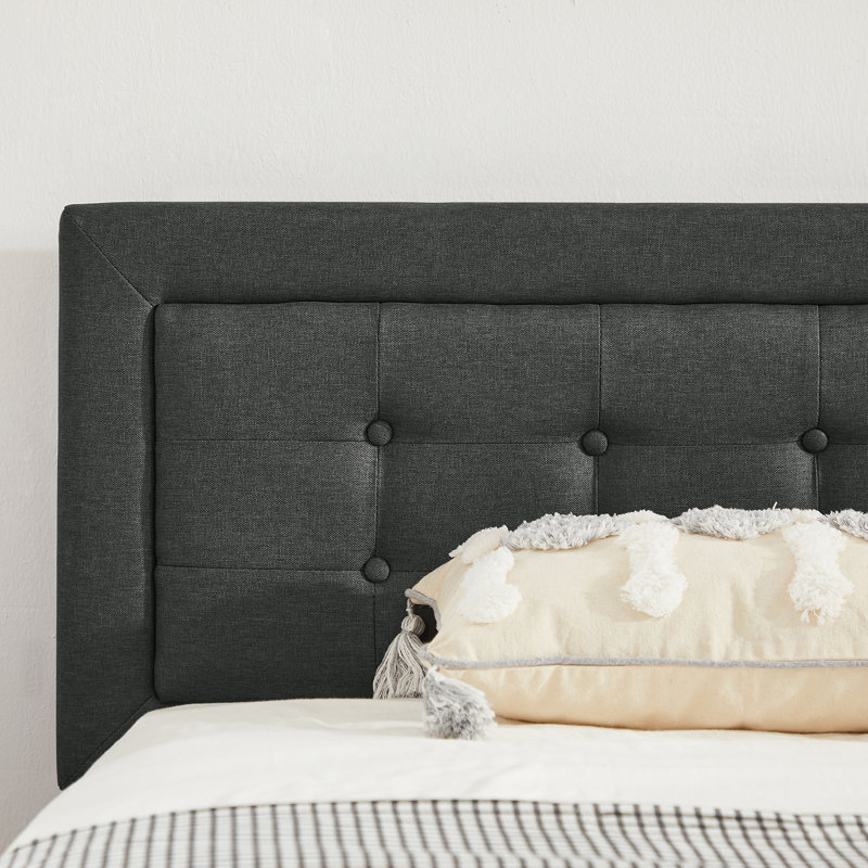 Structure de lit tapissier Kempst, Simple, Gris foncé