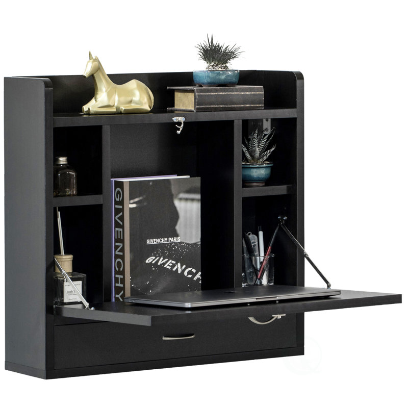 Bureau pliant mural Basicwise, Noir