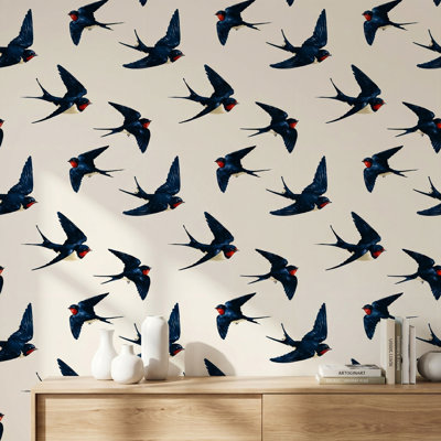 Swallows Wallpaper Birds Minimalist Decorative Mural