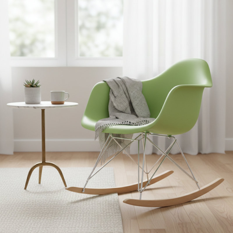 Chaise berçante en plastique Matias, Vert