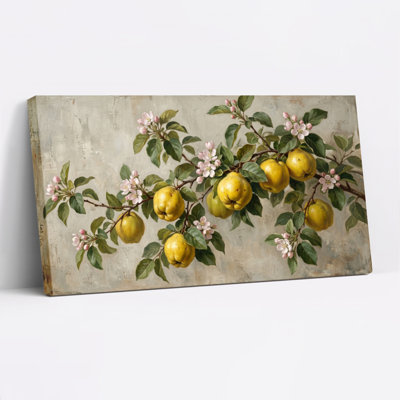 Ensemble de 1 tableau sur toile représentant une branche de coing