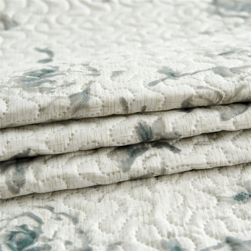 Ensemble de courtepointe 3 pièces en microfibre blanche QSM03-04, Courtepointe très grand + 2 taies décoratives