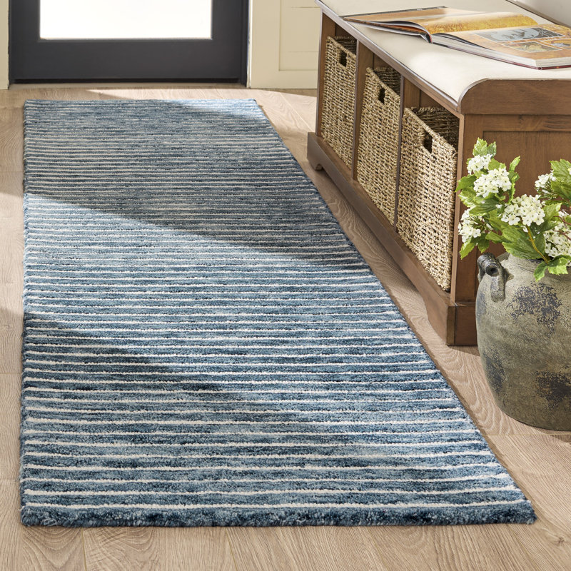 Ebony 507 Hand Tufted Wool Pile Striped Rug, 2'-3" X 8'-0" Runner