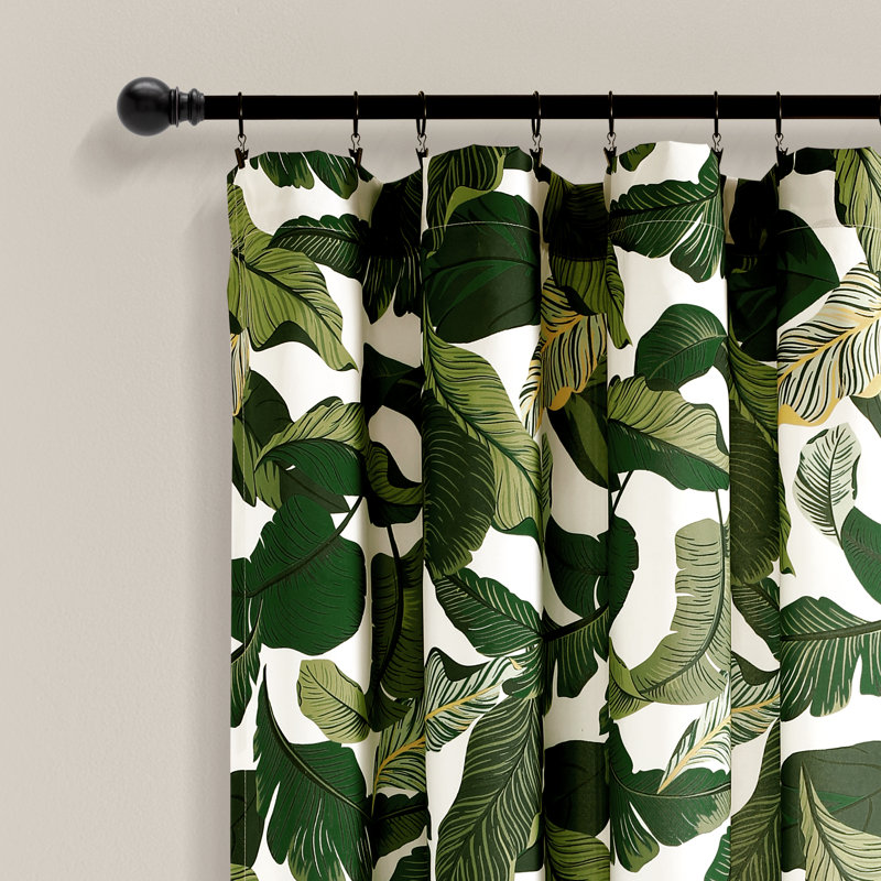 Semi Sheer Curtain Pair, Green, 52"W x 63"L