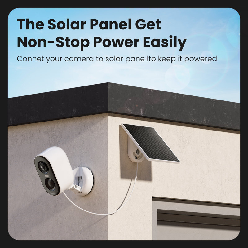 Panneau solaire de 2 W pour caméra de sécurité, compatible avec les appareils photo d'extérieur, port USB C 5 V, alimentation continue, IP 65 résistant aux intempéries, câble de 6,5 pi, support réglable à 90 ° (type C et sans pile)